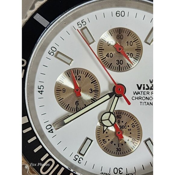 Vtg Visage Chronograph All Titanium Men's Watch 38mm Water Resistant New Battery - Picture 5 of 16